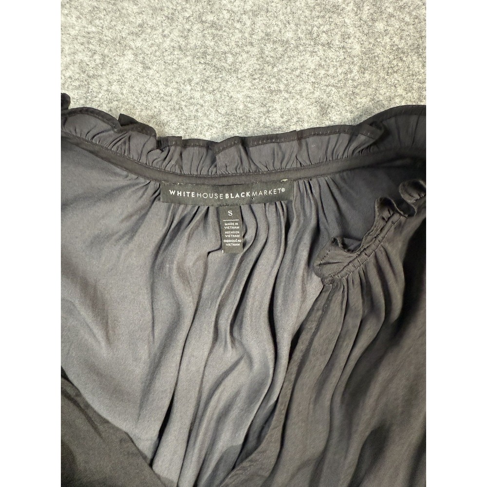 White House Black Market Women's Small Black Ruffle Peplum Sleeveless Blouse - Picture 3 of 9